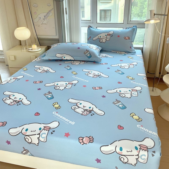 91家纺网 家纺一手货源 找家纺 蘭菲家纺 2025新款三丽鸥系列全棉印花单品床笠 小土豆