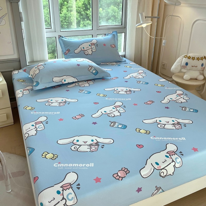 91家纺网 家纺一手货源 找家纺 蘭菲家纺 2025新款三丽鸥系列全棉印花单品床笠 小土豆