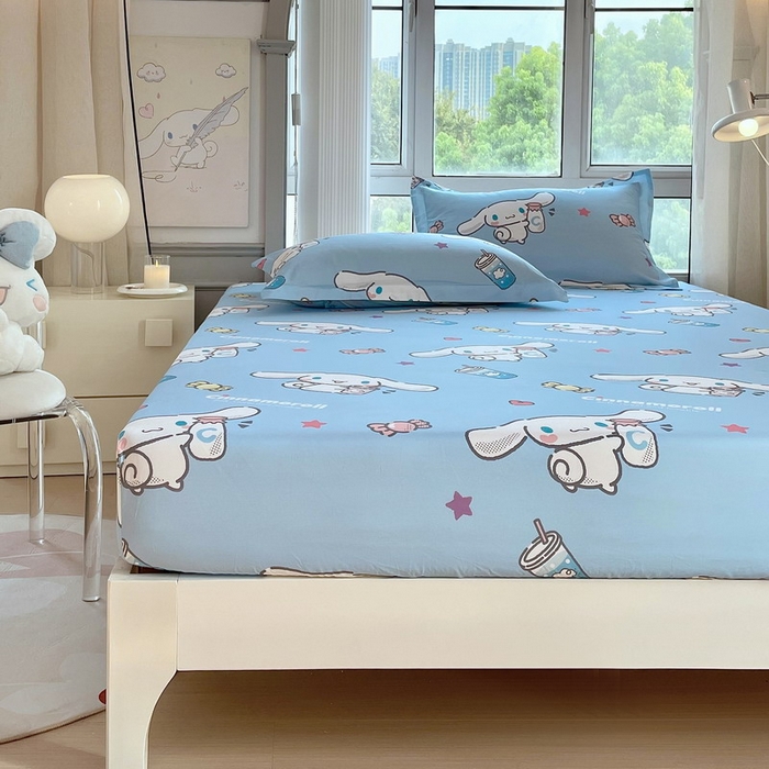 91家纺网 家纺一手货源 找家纺 蘭菲家纺 2025新款三丽鸥系列全棉印花单品床笠 小土豆