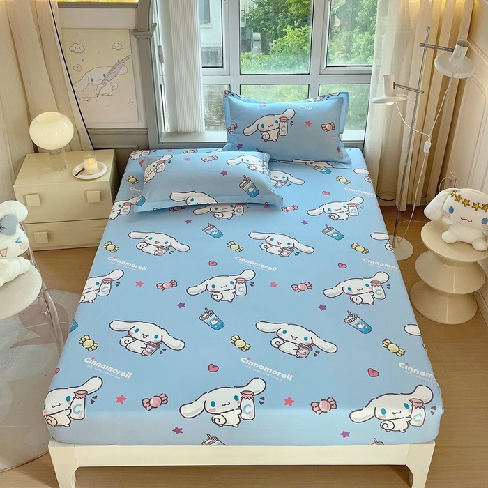 91家纺网 家纺一手货源 找家纺 蘭菲家纺 2025新款三丽鸥系列全棉印花单品床笠 小土豆