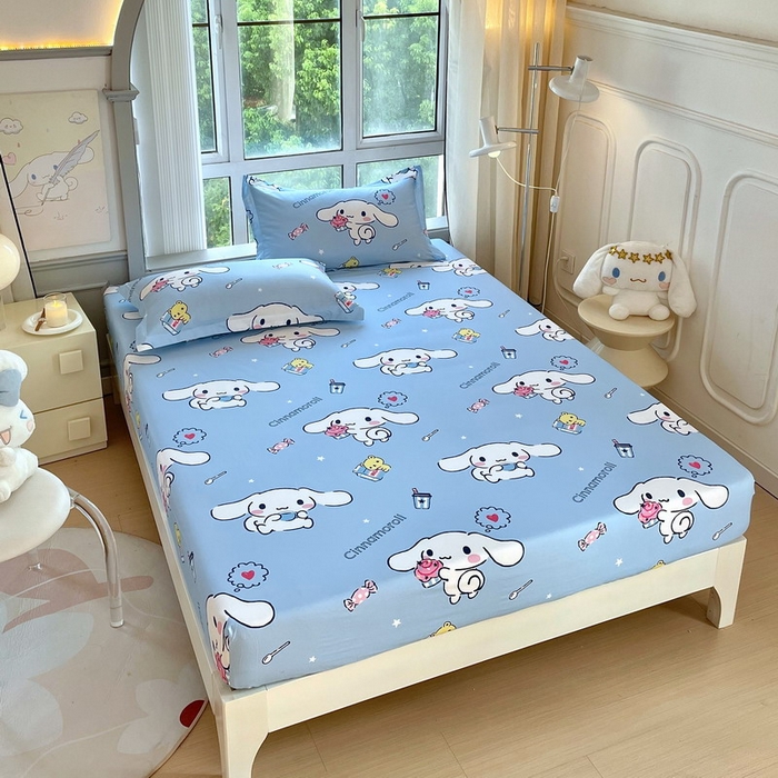 91家纺网 家纺一手货源 找家纺 蘭菲家纺 2025新款三丽鸥系列全棉印花单品床笠 小团子