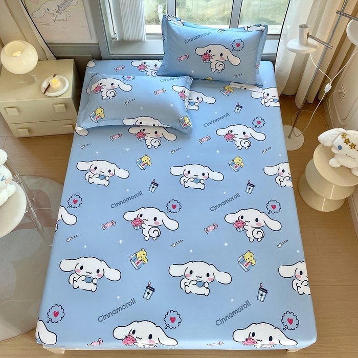 91家纺网 家纺一手货源 找家纺 蘭菲家纺 2025新款三丽鸥系列全棉印花单品床笠 小团子