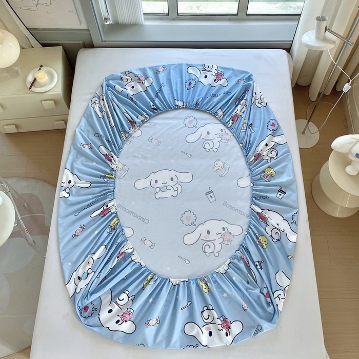 91家纺网 家纺一手货源 找家纺 蘭菲家纺 2025新款三丽鸥系列全棉印花单品床笠 小团子