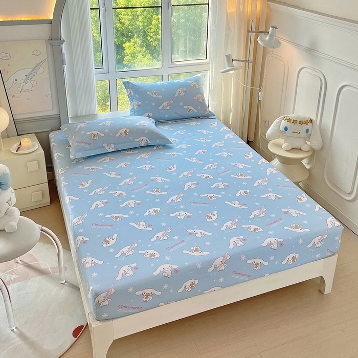 91家纺网 家纺一手货源 找家纺 蘭菲家纺 2025新款三丽鸥系列全棉印花单品床笠 小雪儿