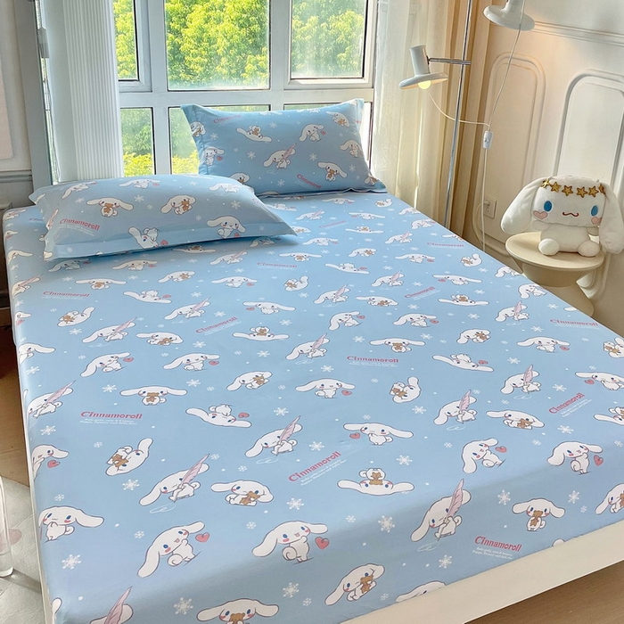 91家纺网 家纺一手货源 找家纺 蘭菲家纺 2025新款三丽鸥系列全棉印花单品床笠 小雪儿