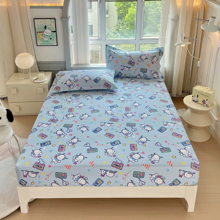 蘭菲家纺 2025新款三丽鸥系列全棉印花单品床笠 演唱会-蓝