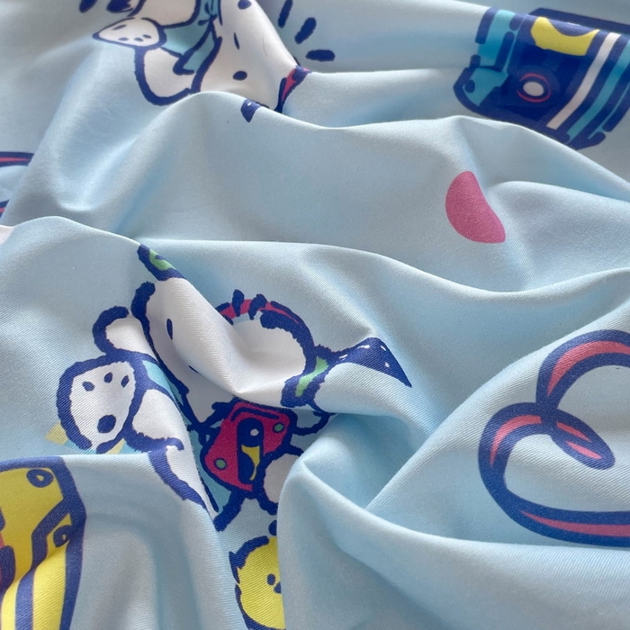 91家纺网 家纺一手货源 找家纺 蘭菲家纺 2025新款三丽鸥系列全棉印花单品床笠 演唱会-蓝