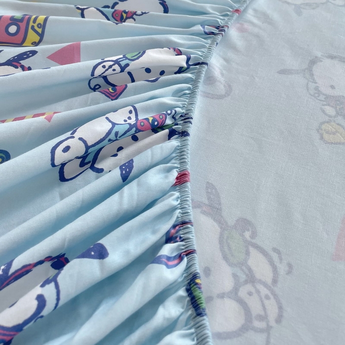 91家纺网 家纺一手货源 找家纺 蘭菲家纺 2025新款三丽鸥系列全棉印花单品床笠 演唱会-蓝