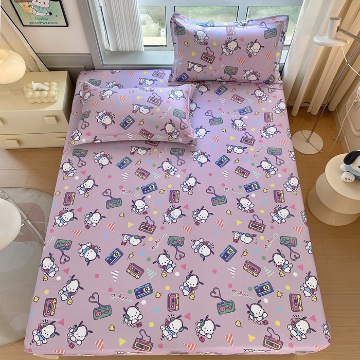 91家纺网 家纺一手货源 找家纺 蘭菲家纺 2025新款三丽鸥系列全棉印花单品床笠 演唱会-紫