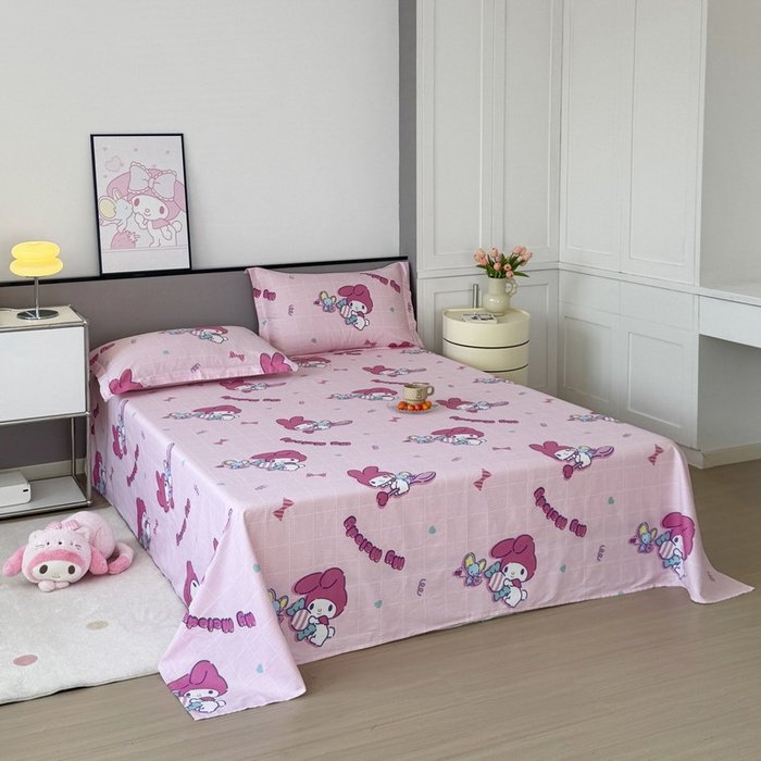 91家纺网 家纺一手货源 找家纺 （总）蘭菲家纺 2025新款三丽鸥系列全棉印花单品床单