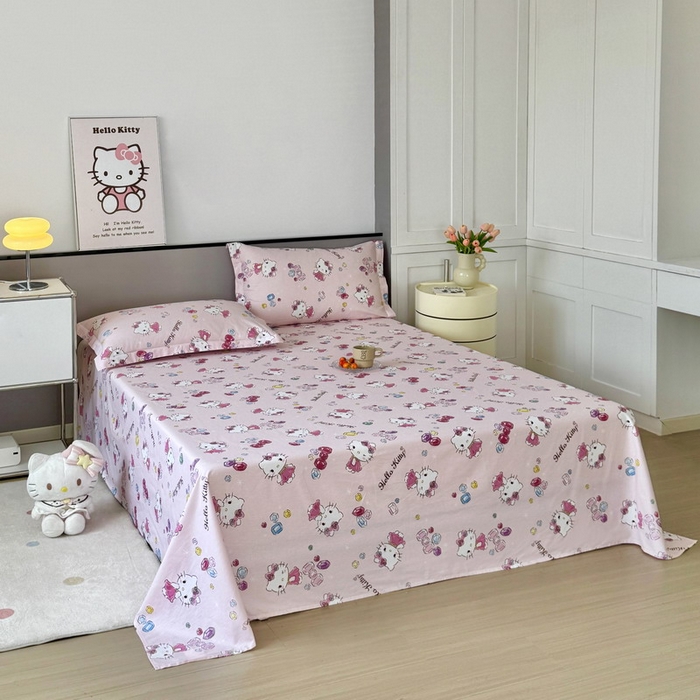 91家纺网 家纺一手货源 找家纺 蘭菲家纺 2025新款三丽鸥系列全棉印花单品床单 小甜心