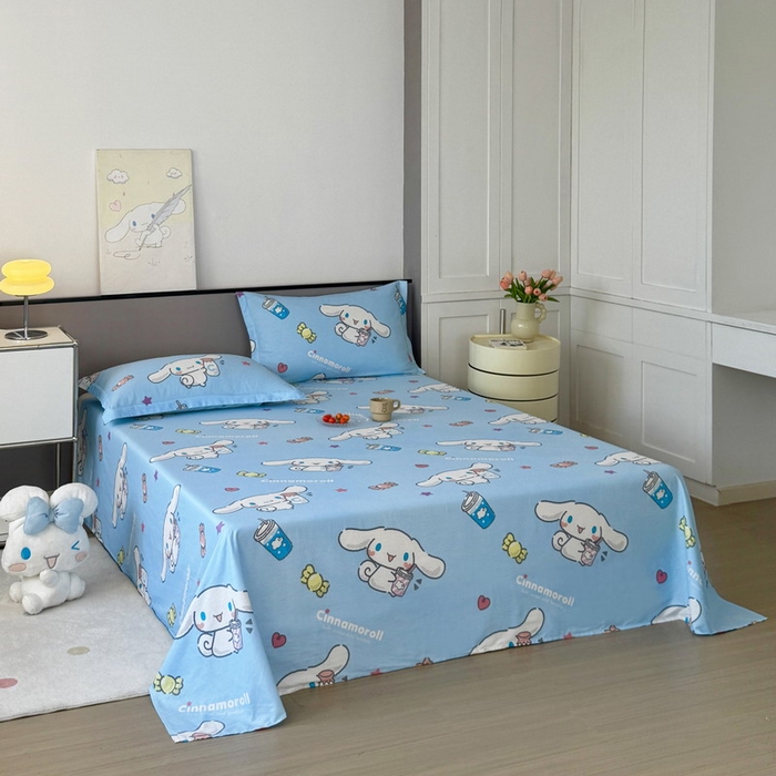 91家纺网 家纺一手货源 找家纺 蘭菲家纺 2025新款三丽鸥系列全棉印花单品床单 小土豆