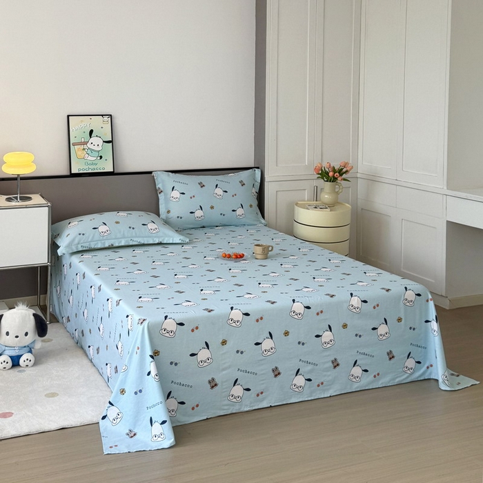蘭菲家纺 2025新款三丽鸥系列全棉印花单品床单 眼镜狗-蓝
