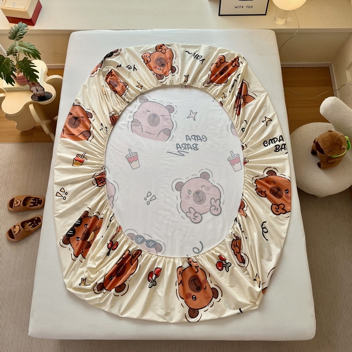 91家纺网 家纺一手货源 找家纺 蘭菲家纺 2025新款学生季卡皮巴拉系列全棉印花单品床笠 拉不动