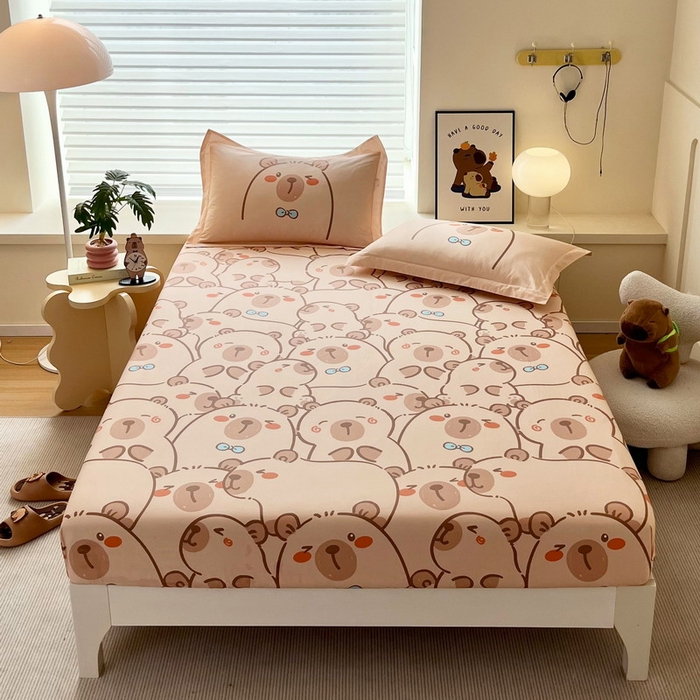 蘭菲家纺 2025新款学生季卡皮巴拉系列全棉印花单品床笠 小卡