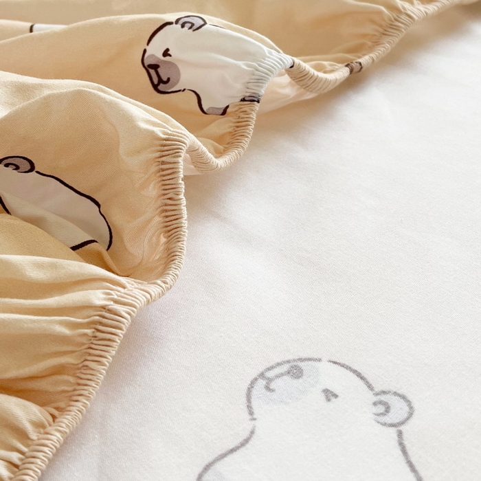 91家纺网 家纺一手货源 找家纺 蘭菲家纺 2025新款学生季卡皮巴拉系列全棉印花单品床笠 小奶豚