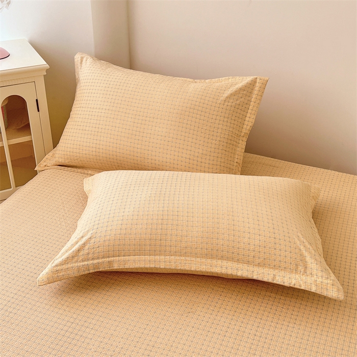 91家纺网 家纺一手货源 找家纺 （总）梦舒羽 2025新款双层纱纯色格子枕套宿舍单人枕芯套内胆套一对装