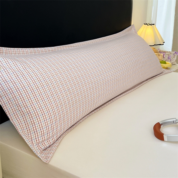 91家纺网 家纺一手货源 找家纺 （总）梦舒羽 2025新款双层纱纯色格子枕套宿舍双人情侣1.8m枕芯套1.5米内胆套