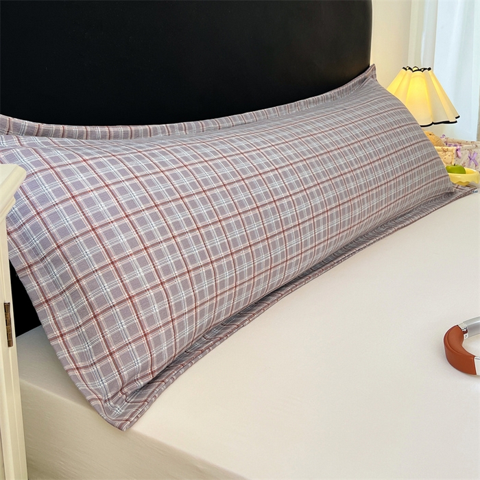 91家纺网 家纺一手货源 找家纺 （总）梦舒羽 2025新款双层纱纯色格子枕套宿舍双人情侣1.8m枕芯套1.5米内胆套