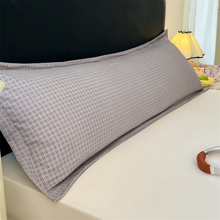 91家纺网 家纺一手货源 找家纺 （总）梦舒羽 2025新款双层纱纯色格子枕套宿舍双人情侣1.8m枕芯套1.5米内胆套