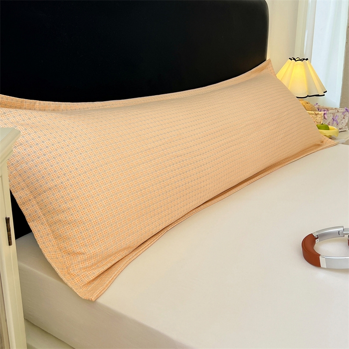 91家纺网 家纺一手货源 找家纺 （总）梦舒羽 2025新款双层纱纯色格子枕套宿舍双人情侣1.8m枕芯套1.5米内胆套