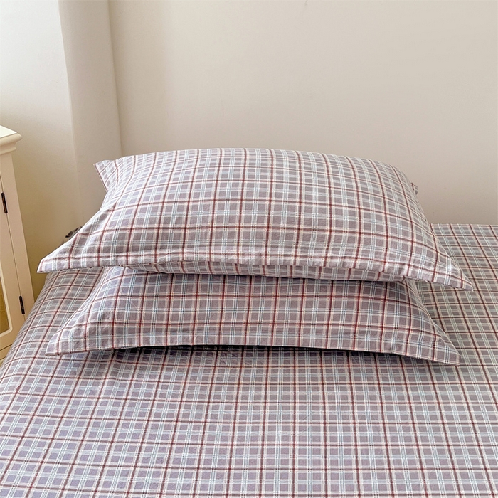 91家纺网 家纺一手货源 找家纺 梦舒羽 2025新款双层纱纯色格子枕套宿舍单人枕芯套内胆套一对装 洛卡深灰