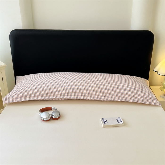 91家纺网 家纺一手货源 找家纺 梦舒羽 2025新款双层纱纯色格子枕套宿舍双人情侣1.8m枕芯套1.5米内胆套 魅力蓝咖