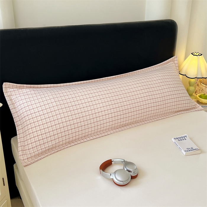 91家纺网 家纺一手货源 找家纺 梦舒羽 2025新款双层纱纯色格子枕套宿舍双人情侣1.8m枕芯套1.5米内胆套 可可咖格