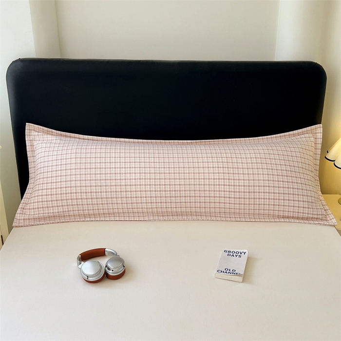 91家纺网 家纺一手货源 找家纺 梦舒羽 2025新款双层纱纯色格子枕套宿舍双人情侣1.8m枕芯套1.5米内胆套 可可咖格