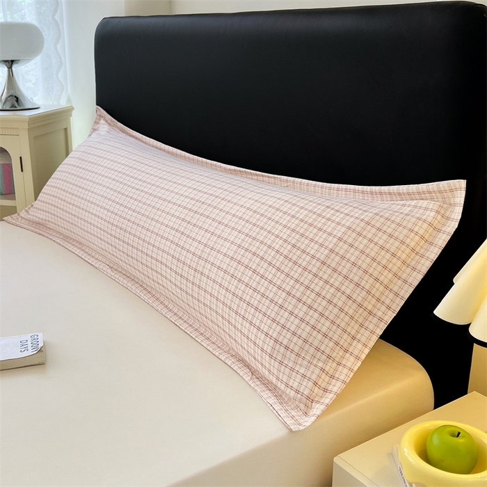 91家纺网 家纺一手货源 找家纺 梦舒羽 2025新款双层纱纯色格子枕套宿舍双人情侣1.8m枕芯套1.5米内胆套 可可咖格