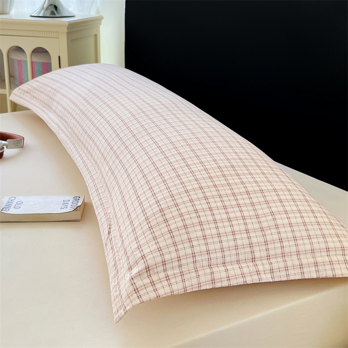 91家纺网 家纺一手货源 找家纺 梦舒羽 2025新款双层纱纯色格子枕套宿舍双人情侣1.8m枕芯套1.5米内胆套 可可咖格