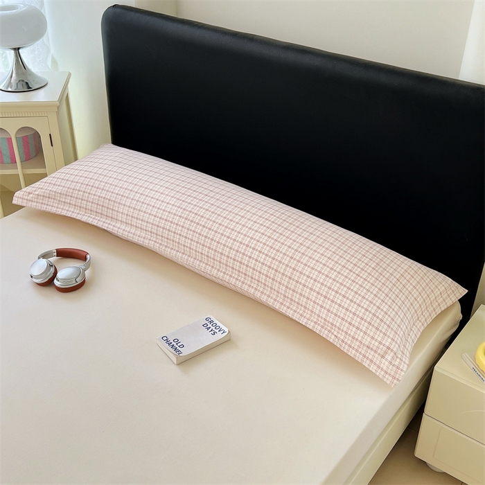 91家纺网 家纺一手货源 找家纺 梦舒羽 2025新款双层纱纯色格子枕套宿舍双人情侣1.8m枕芯套1.5米内胆套 可可咖格