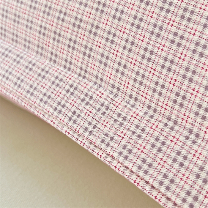 91家纺网 家纺一手货源 找家纺 梦舒羽 2025新款双层纱纯色格子枕套宿舍双人情侣1.8m枕芯套1.5米内胆套 莱茵粉格