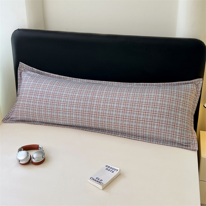 91家纺网 家纺一手货源 找家纺 梦舒羽 2025新款双层纱纯色格子枕套宿舍双人情侣1.8m枕芯套1.5米内胆套 洛卡深灰