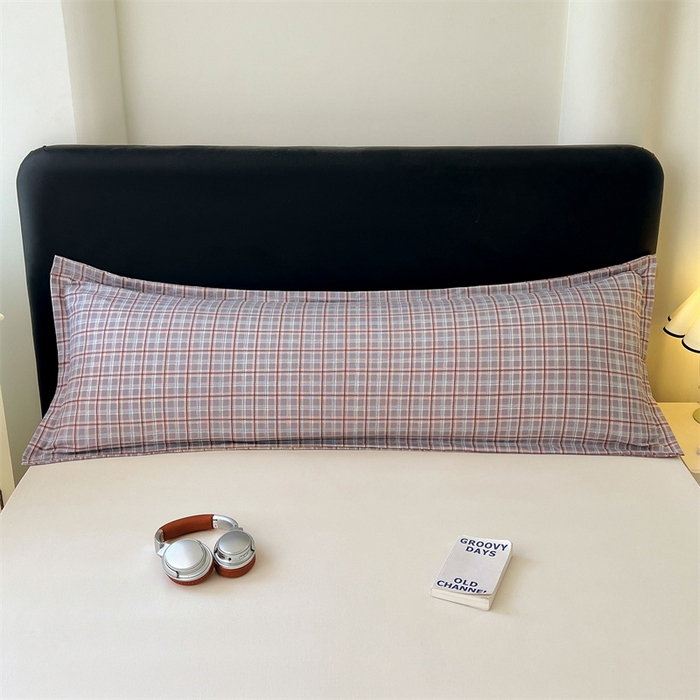 91家纺网 家纺一手货源 找家纺 梦舒羽 2025新款双层纱纯色格子枕套宿舍双人情侣1.8m枕芯套1.5米内胆套 洛卡深灰