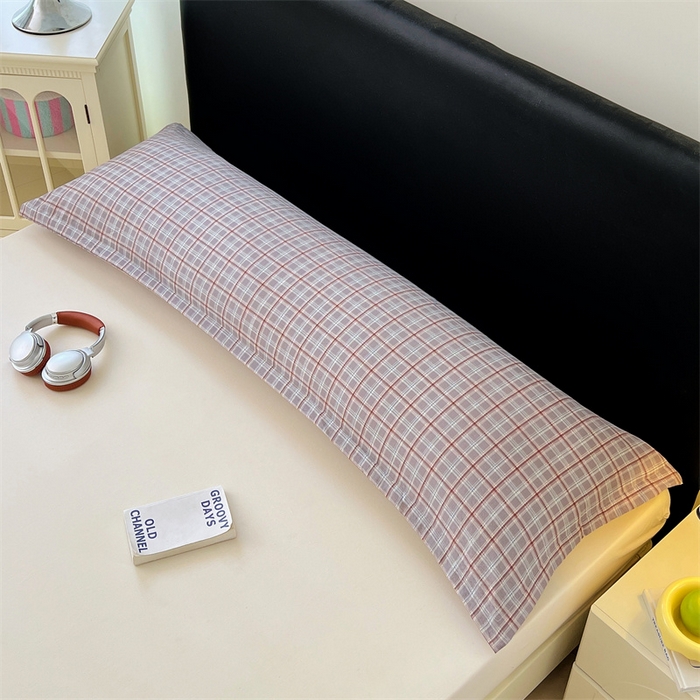 91家纺网 家纺一手货源 找家纺 梦舒羽 2025新款双层纱纯色格子枕套宿舍双人情侣1.8m枕芯套1.5米内胆套 洛卡深灰