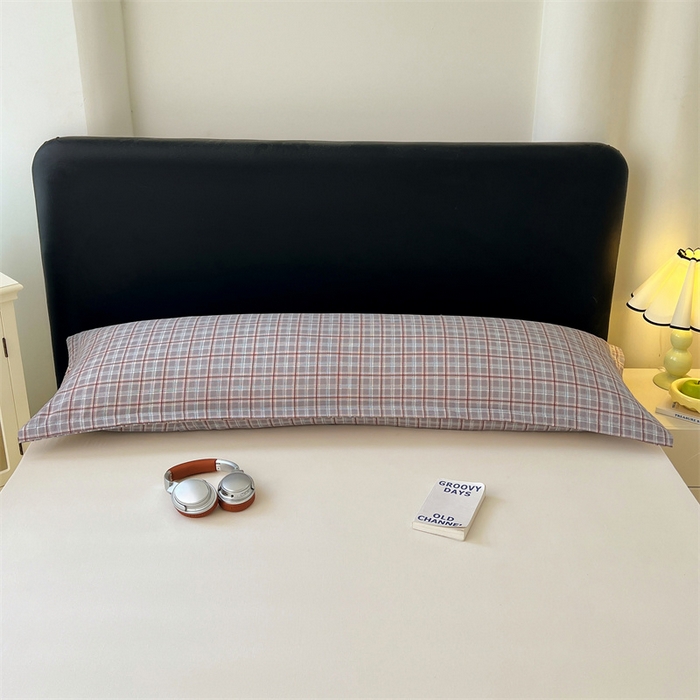 91家纺网 家纺一手货源 找家纺 梦舒羽 2025新款双层纱纯色格子枕套宿舍双人情侣1.8m枕芯套1.5米内胆套 洛卡深灰