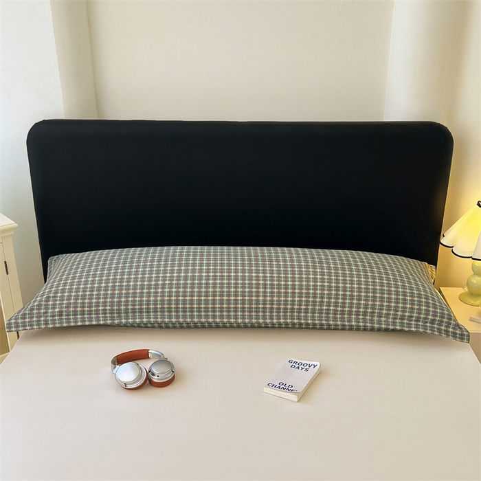 91家纺网 家纺一手货源 找家纺 梦舒羽 2025新款双层纱纯色格子枕套宿舍双人情侣1.8m枕芯套1.5米内胆套 简兮绿格