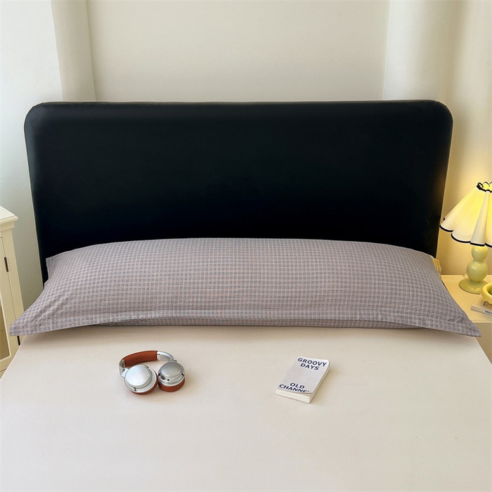 91家纺网 家纺一手货源 找家纺 梦舒羽 2025新款双层纱纯色格子枕套宿舍双人情侣1.8m枕芯套1.5米内胆套 明古灰格