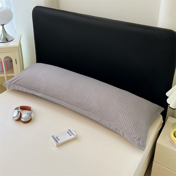 91家纺网 家纺一手货源 找家纺 梦舒羽 2025新款双层纱纯色格子枕套宿舍双人情侣1.8m枕芯套1.5米内胆套 明古灰格