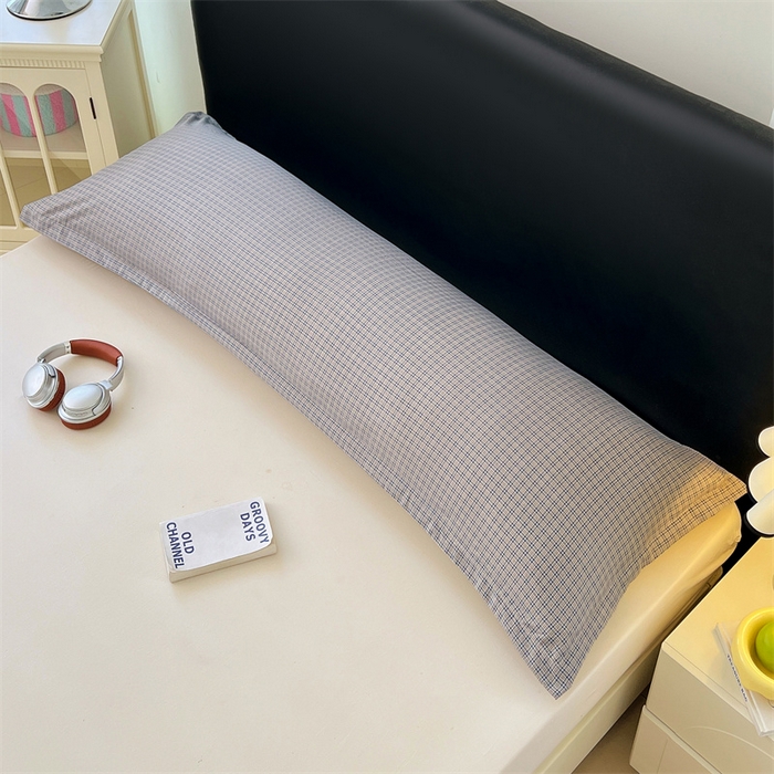 91家纺网 家纺一手货源 找家纺 梦舒羽 2025新款双层纱纯色格子枕套宿舍双人情侣1.8m枕芯套1.5米内胆套 明古灰格