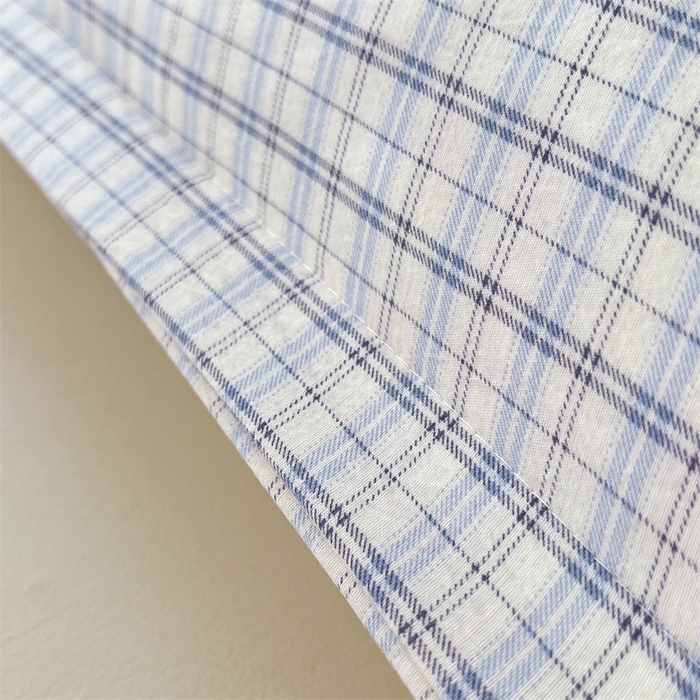 91家纺网 家纺一手货源 找家纺 梦舒羽 2025新款双层纱纯色格子枕套宿舍双人情侣1.8m枕芯套1.5米内胆套 天空蓝格