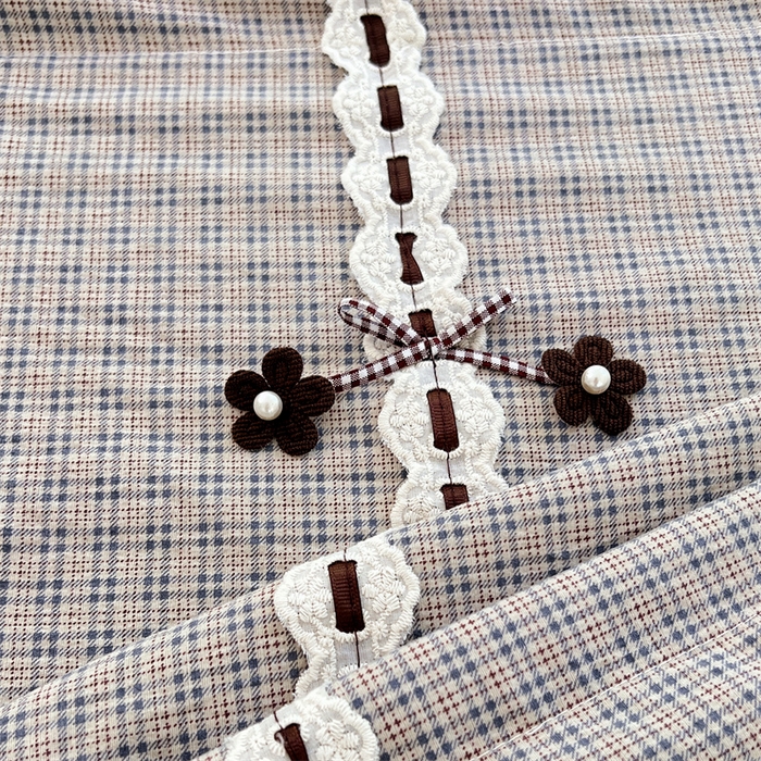 91家纺网 家纺一手货源 找家纺 梦舒羽 2025新款双层纱蕾丝花边格子枕套宿舍双人情侣1.8m枕芯套1.5米内胆套 明古灰格