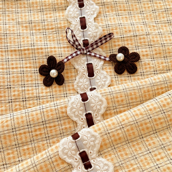 91家纺网 家纺一手货源 找家纺 梦舒羽 2025新款双层纱蕾丝花边格子枕套宿舍双人情侣1.8m枕芯套1.5米内胆套 秋田黄格