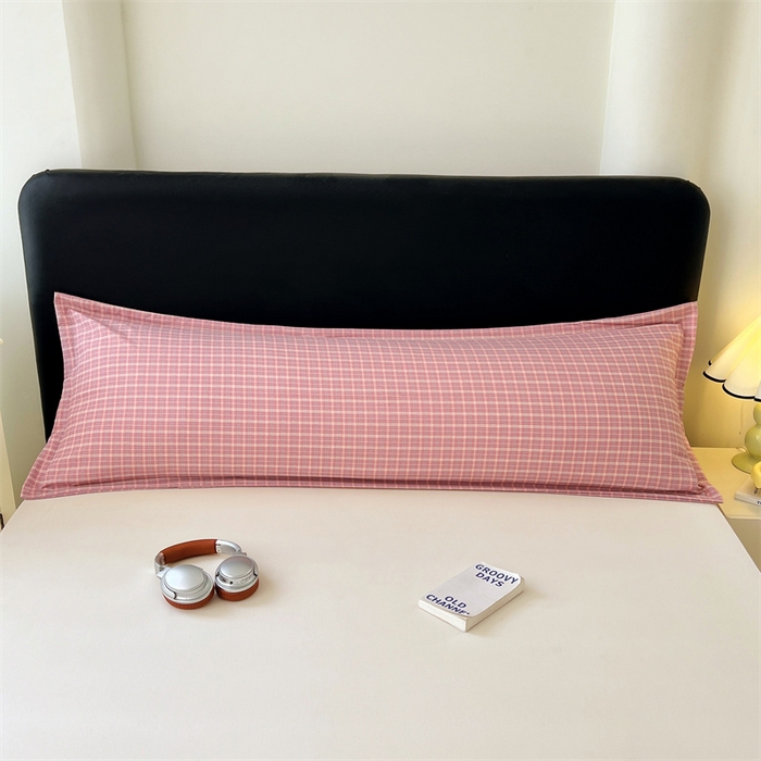 91家纺网 家纺一手货源 找家纺 （总）梦舒羽 2025新款双层纱纯色格子枕套宿舍双人情侣1.8m枕芯套1.5米内胆套