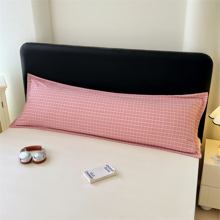 91家纺网 家纺一手货源 找家纺 （总）梦舒羽 2025新款双层纱纯色格子枕套宿舍双人情侣1.8m枕芯套1.5米内胆套