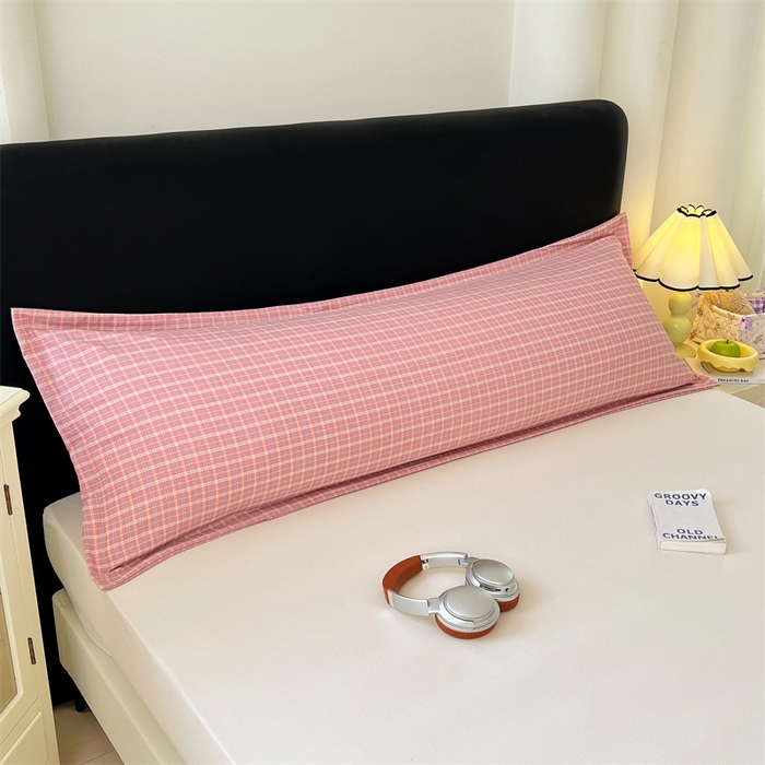 91家纺网 家纺一手货源 找家纺 （总）梦舒羽 2025新款双层纱纯色格子枕套宿舍双人情侣1.8m枕芯套1.5米内胆套