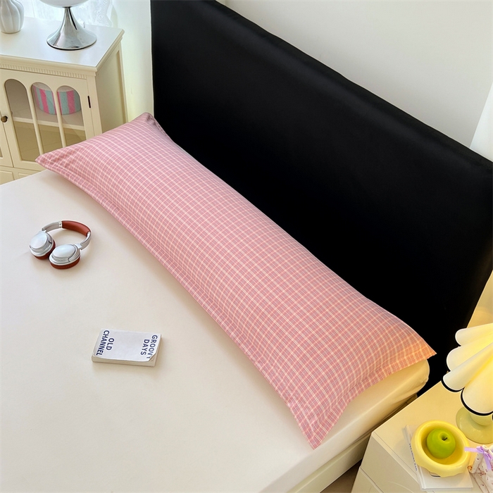 91家纺网 家纺一手货源 找家纺 （总）梦舒羽 2025新款双层纱纯色格子枕套宿舍双人情侣1.8m枕芯套1.5米内胆套