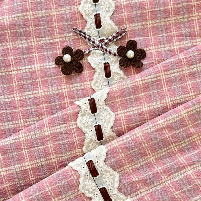 91家纺网 家纺一手货源 找家纺 （总）梦舒羽 2025新款双层纱蕾丝花边格子枕套宿舍双人情侣1.8m枕芯套1.5米内胆套