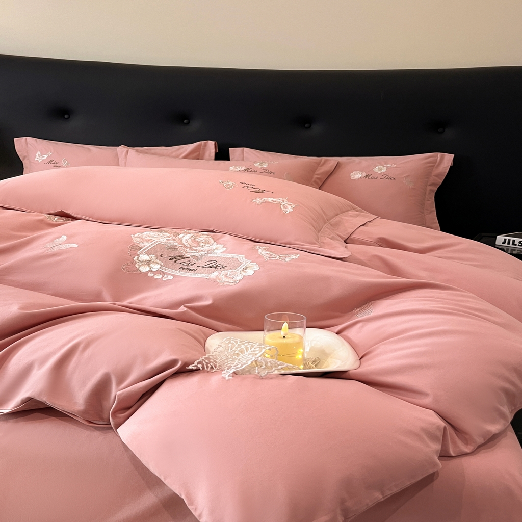 91家纺网 家纺一手货源 找家纺 （总）禾时2025新款全棉磨毛刺绣四件套-香榭丽